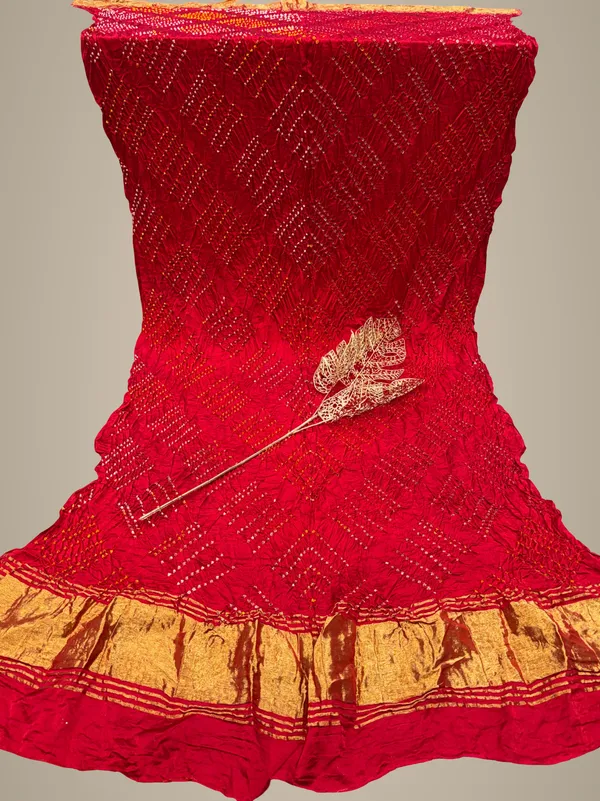 Modal_Gaji_Bandhani_Dupatta_With_Dotted_Pattern_Soft_Ethnic_Wear_Dupatta_Red
