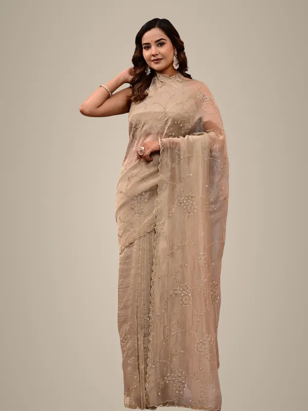 Gold_Cocktail_Saree_With_All_Over_Siroski_Work_Designer_Reception_Engagement_Party_Wear_Saree_Floral_Work