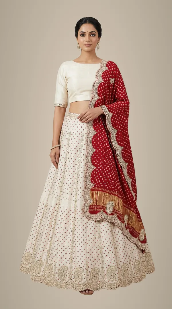 Ivory_Lehenga_With_Gotta_Patti_Hand_Work_Red_Dupatta_Festive_Wedding_Wear_Lehenga_Set_Default_Title