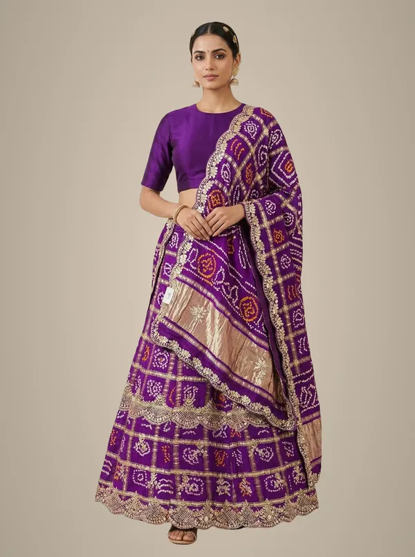 Purple_Bandhej_Lehenga_With_Pearl_Gotta_Patti_Zardozi_And_Kardana_Work_Perfectly_Done_With_The_Hands_Beautiful_Dupatta_Festive_Wedding_Wear_Lehenga_Set_Default_Title