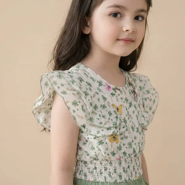 Green_Cotton_Blend_Premium_Co-Ord_Set_(Top_And_Skirt)_For_Girls