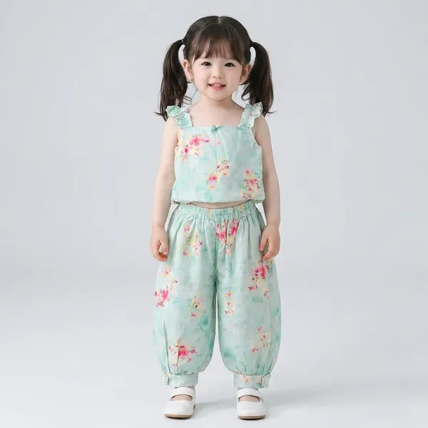 Green_Cotton_Blend_Premium_Co-Ord_Set_(Top_And_Pants)_For_Girls