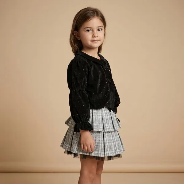 Black_Cotton_Blend_Premium_Co-Ord_Set_(Top_And_Skirt)_For_Girls