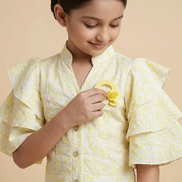 Lemon_Yellow_Rayon_Blend_Premium_Co-Ord_Set_(Top_And_Palazzo)_For_Girls