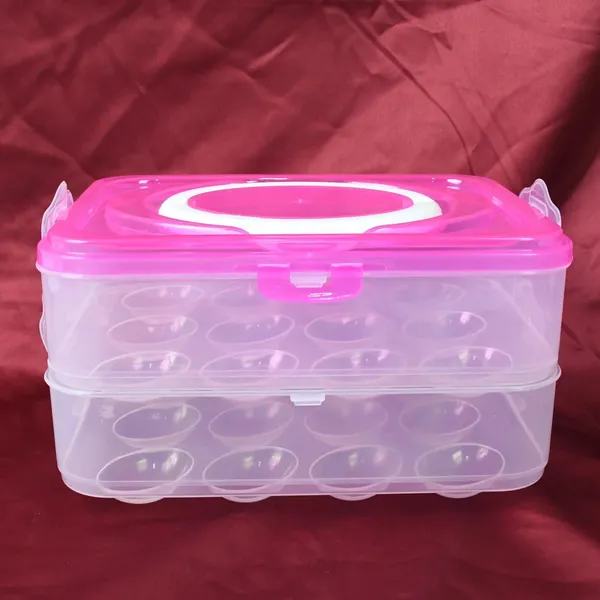 2-Layer_Plastic_Egg_Storage_Container_with_Lid_-_24_Egg_Capacity_(Pink)