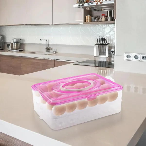 2-Layer_Plastic_Egg_Storage_Container_with_Lid_-_24_Egg_Capacity_(Pink)
