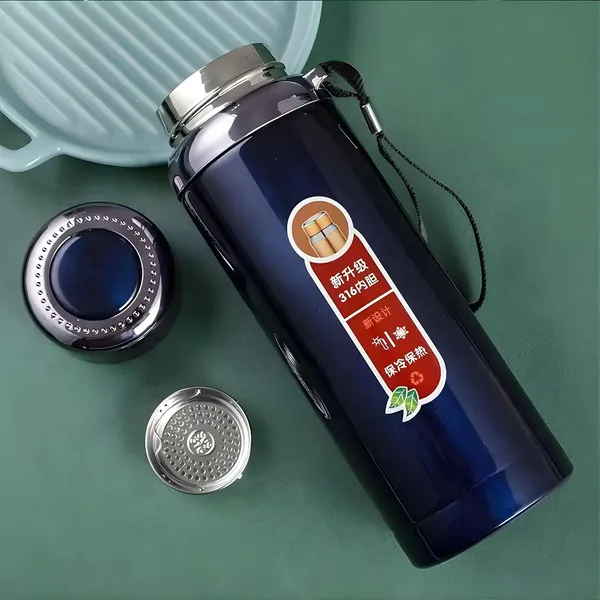 316_Stainless_Steel_Vacuum_Flask_Water_Bottle_with_Handle_Strap_-_800ml_(Blue)