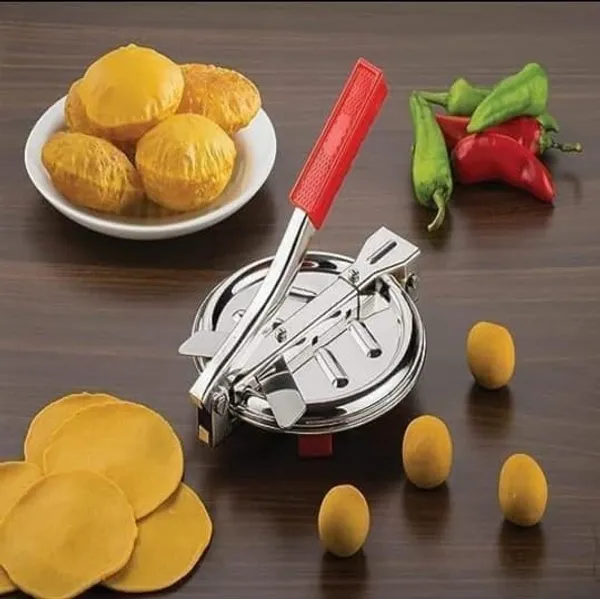 740_Stainless_Steel_Puri_Press/Roti_Maker/Papad_Making_Machine_with_Red_Handle