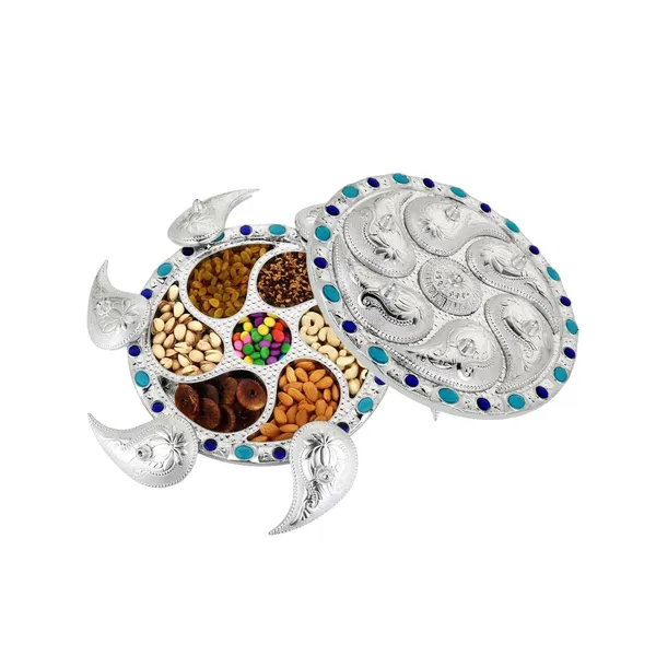 Silver-Plated_Turtle_Dry_Fruit_and_Snack_Serving_Tray_with_Compartments