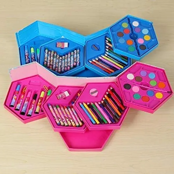 46-Piece_Hexagon_Art_Set_for_Kids_with_Crayons,_Color_Pencils,_Watercolors_&_Markers