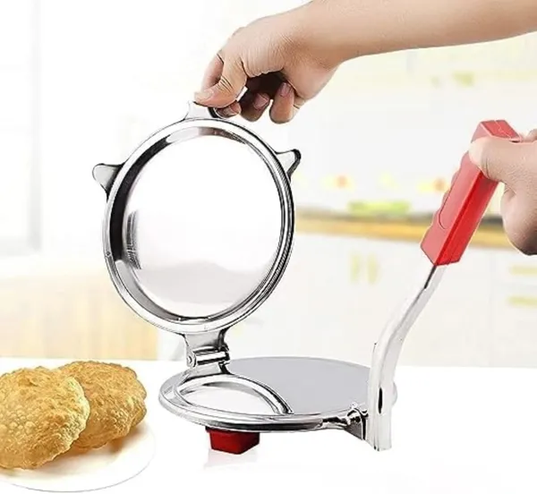 740_Stainless_Steel_Puri_Press/Roti_Maker/Papad_Making_Machine_with_Red_Handle