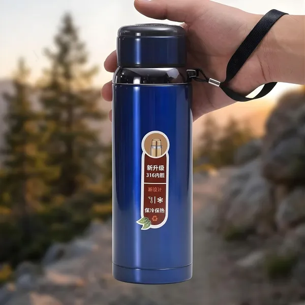 316_Stainless_Steel_Vacuum_Flask_Water_Bottle_with_Handle_Strap_-_800ml_(Blue)