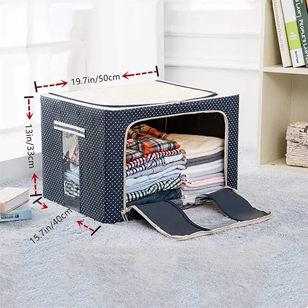 Navy_Blue_Polka_Dot_Foldable_Storage_Organizer_Box_with_Clear_Window_and_Steel_Frame