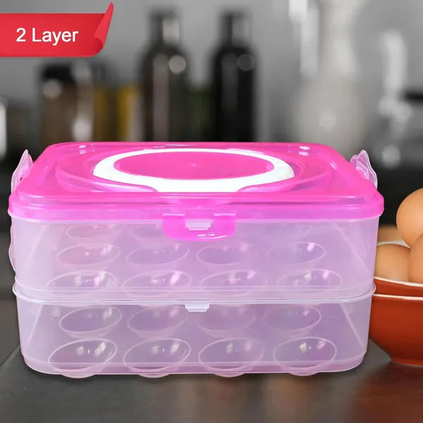2-Layer_Plastic_Egg_Storage_Container_with_Lid_-_24_Egg_Capacity_(Pink)