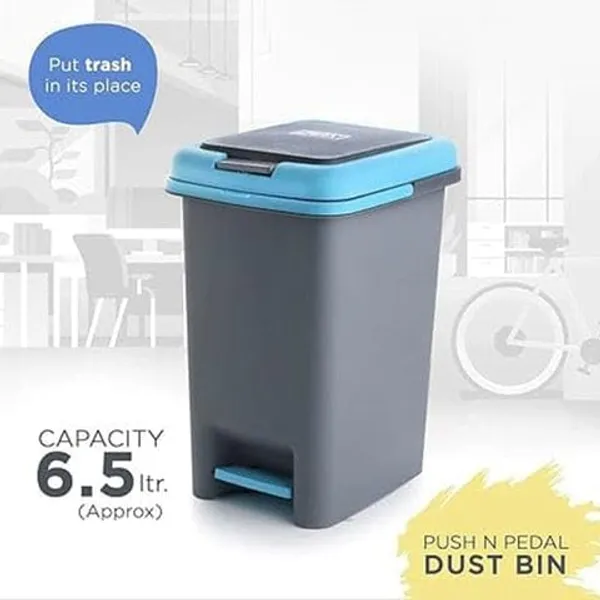 Pedal_Dustbin_with_Lid_-_Gray_&_Blue_(Step-On_Trash_Can)