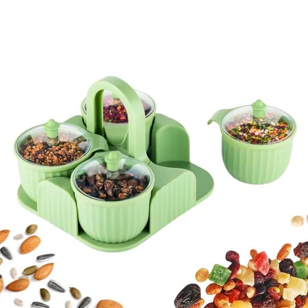 4-Piece_Multipurpose_Plastic_Dry_Fruit_Box_Set_with_Tray_and_Handle_-_Green