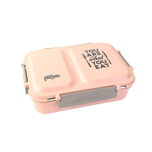 Pink_Stainless_Steel_Lunch_Box_with_2_Compartments_-_'You_Are_What_You_Eat'_Design