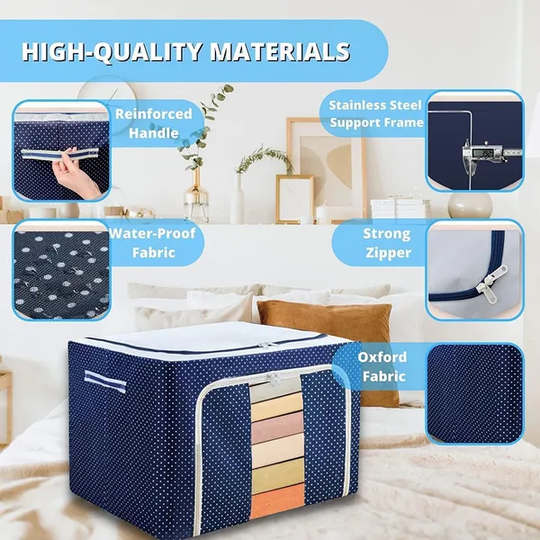 Navy_Blue_Polka_Dot_Foldable_Storage_Organizer_Box_with_Clear_Window_and_Steel_Frame