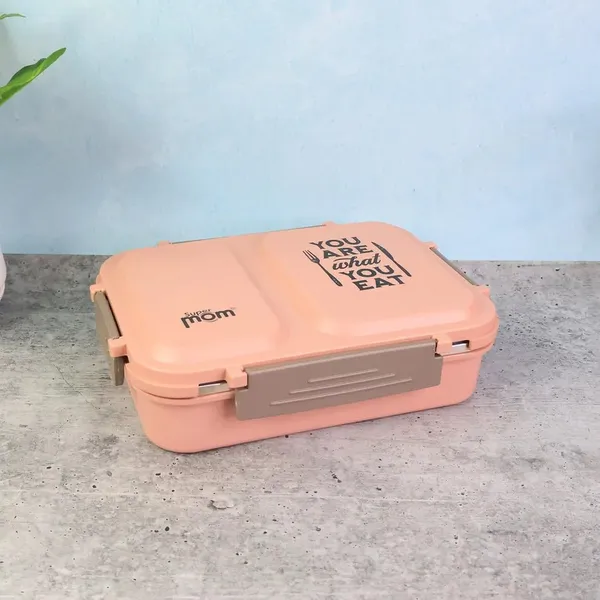 Pink_Stainless_Steel_Lunch_Box_with_2_Compartments_-_'You_Are_What_You_Eat'_Design