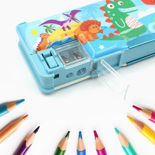 Kids_Dinosaur_&_Cartoon_Character_Printed_Pencil_Box_-_Blue_Multi-Compartment_Stationery_Case