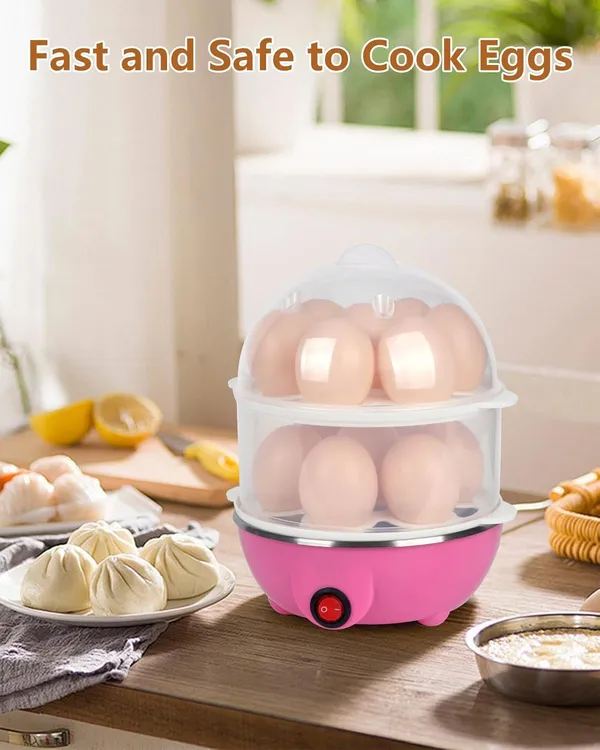 Electric_Egg_Boiler_and_Steamer_-_Double_Layer,_14_Egg_Capacity_(Pink)