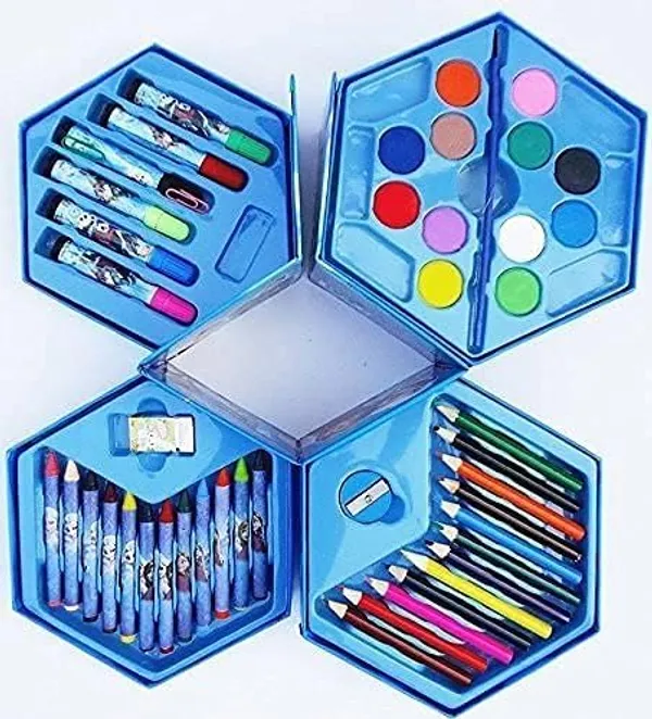 46-Piece_Hexagon_Art_Set_for_Kids_with_Crayons,_Color_Pencils,_Watercolors_&_Markers