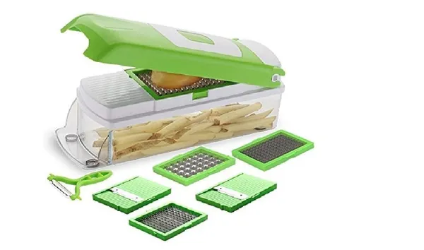 Multi-Function_Vegetable_Chopper_and_Slicer_Set_-_Green_&_White