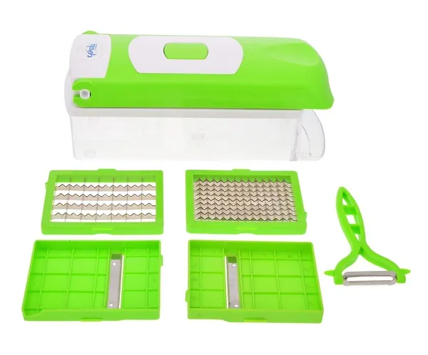 Multi-Function_Vegetable_Chopper_and_Slicer_Set_-_Green_&_White