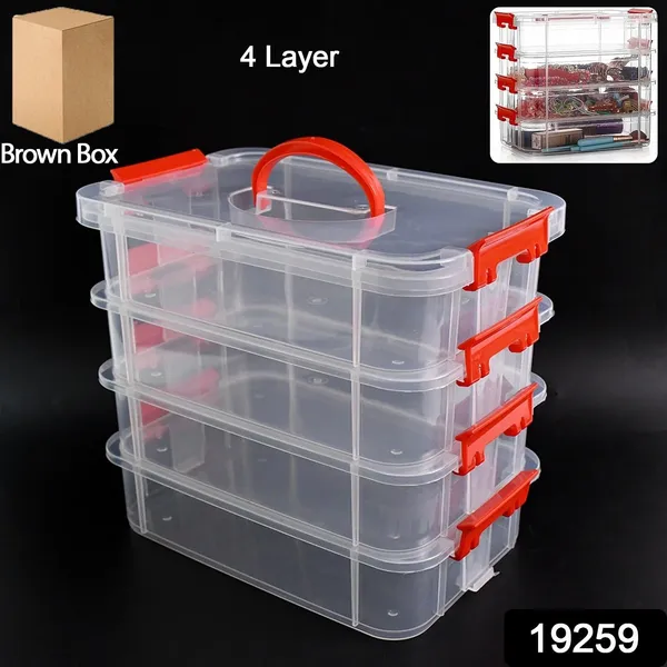 4-Layer_Clear_Plastic_Storage_Box_with_Red_Handle_and_Clasps