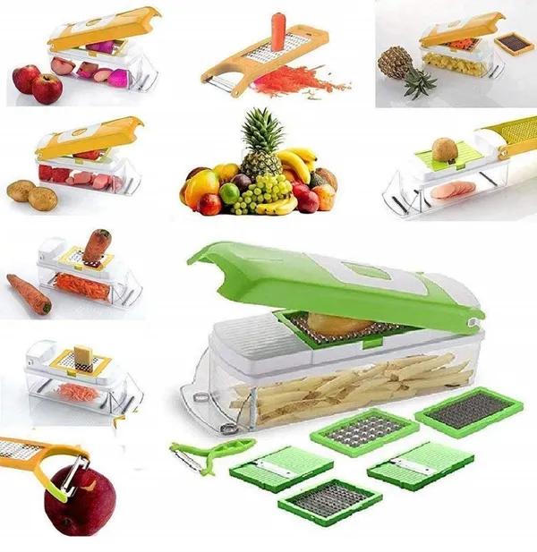 Multi-Function_Vegetable_Chopper_and_Slicer_Set_-_Green_&_White