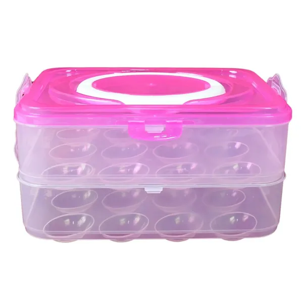 2-Layer_Plastic_Egg_Storage_Container_with_Lid_-_24_Egg_Capacity_(Pink)