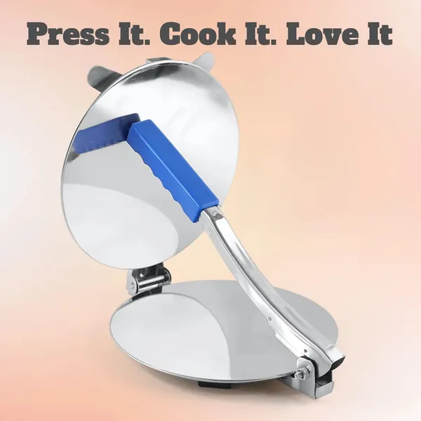 Stainless_Steel_Tortilla_Press_with_Blue_Handle_-_Manual_Roti_Maker