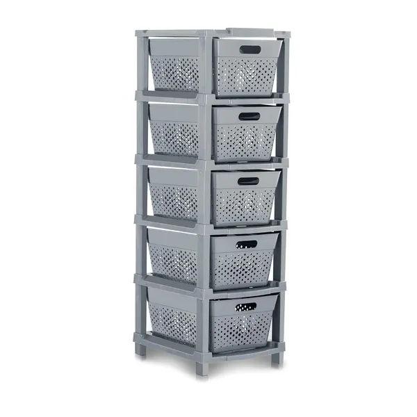 5-Tier_Stackable_Storage_Drawer_Organizer_with_Perforated_Design_-_Grey