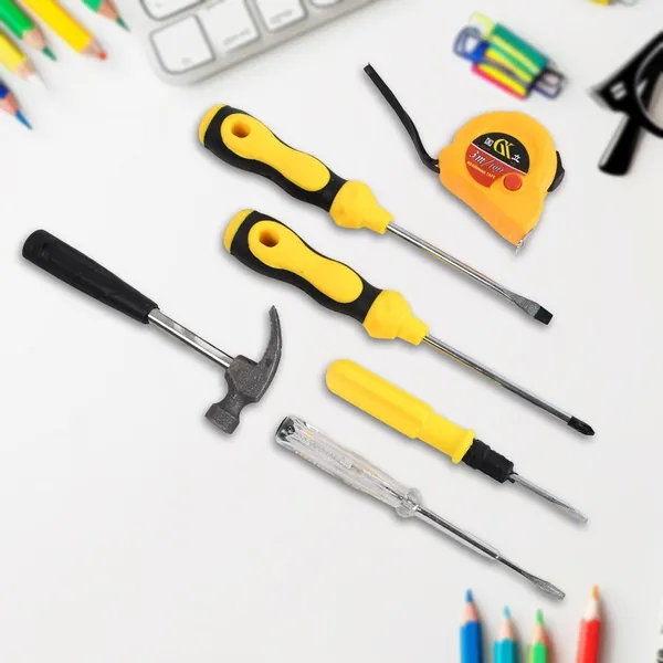 Multi-Purpose_Hand_Tool_Kit_with_Screwdrivers,_Hammer,_and_Measuring_Tape