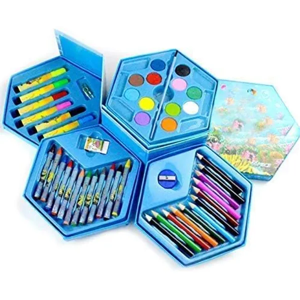 46-Piece_Hexagon_Art_Set_for_Kids_with_Crayons,_Color_Pencils,_Watercolors_&_Markers