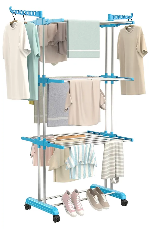 Synergy_3-Tier_Foldable_Clothes_Drying_Rack_Stand_with_Wheels_-_Blue_&_Steel