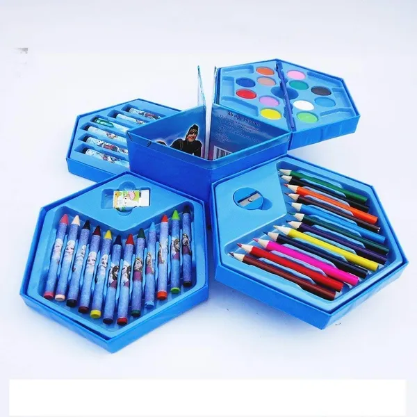 46-Piece_Hexagon_Art_Set_for_Kids_with_Crayons,_Color_Pencils,_Watercolors_&_Markers