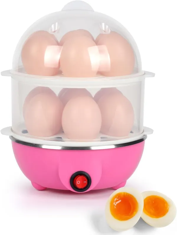 Electric_Egg_Boiler_and_Steamer_-_Double_Layer,_14_Egg_Capacity_(Pink)