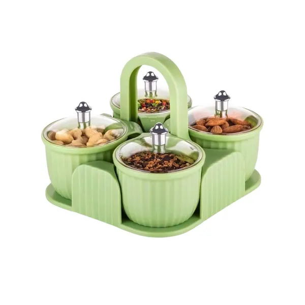 4-Piece_Multipurpose_Plastic_Dry_Fruit_Box_Set_with_Tray_and_Handle_-_Green