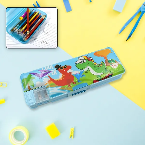 Kids_Dinosaur_&_Cartoon_Character_Printed_Pencil_Box_-_Blue_Multi-Compartment_Stationery_Case