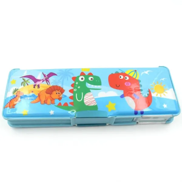 Kids_Dinosaur_&_Cartoon_Character_Printed_Pencil_Box_-_Blue_Multi-Compartment_Stationery_Case