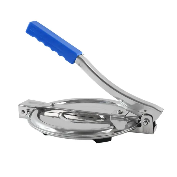 Stainless_Steel_Tortilla_Press_with_Blue_Handle_-_Manual_Roti_Maker