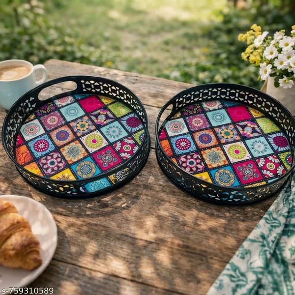 Multicolor_Metal_Rangoli_Design_Coffee_Tea_Serving_Tray_(Pack_Of_2)