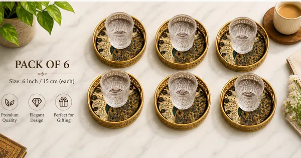 Serving_Tray,_6_inch,_Coffee_&_Tea_Serving_Tray,_Cake_Serving_Tray,_Peacock_Design_Tray_(Pack_of_6)