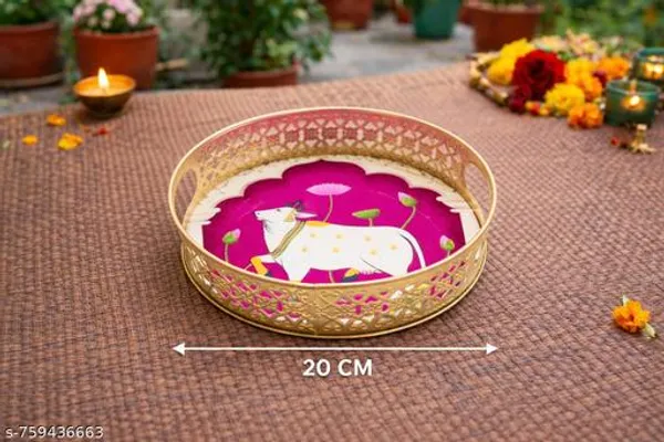 Multicolor_Metal_Cow_Design_Coffee_Tea_Serving_Tray_(Pack_Of_2)