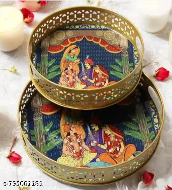 Gold_Metal_Gold_Plated_Decorative_Royal_Printed_Tea_Snacks_Serving_Tray_(Pack_Of_2)