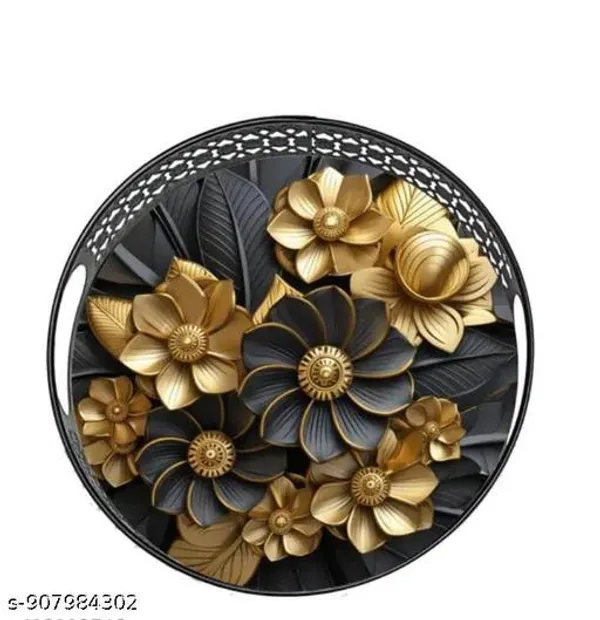 Black_And_Gold_Metal_Flower_Design_Coffee_Tea_Serving_Tray