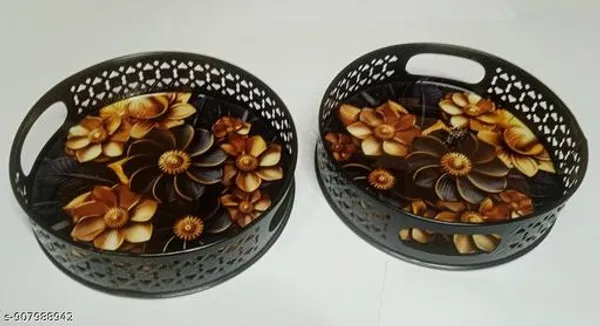 Black_And_Gold_Metal_Flower_Design_Coffee_Tea_Serving_Tray_(Pack_Of_2)