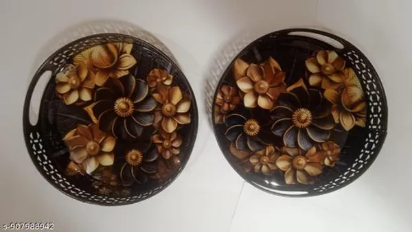 Black_And_Gold_Metal_Flower_Design_Coffee_Tea_Serving_Tray_(Pack_Of_2)