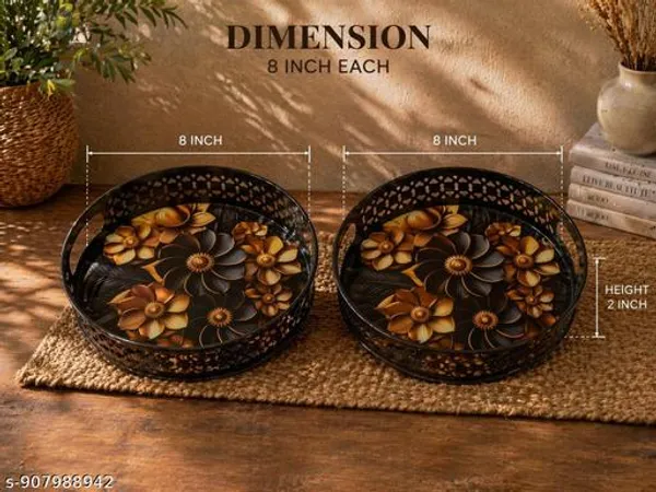 Black_And_Gold_Metal_Flower_Design_Coffee_Tea_Serving_Tray_(Pack_Of_2)